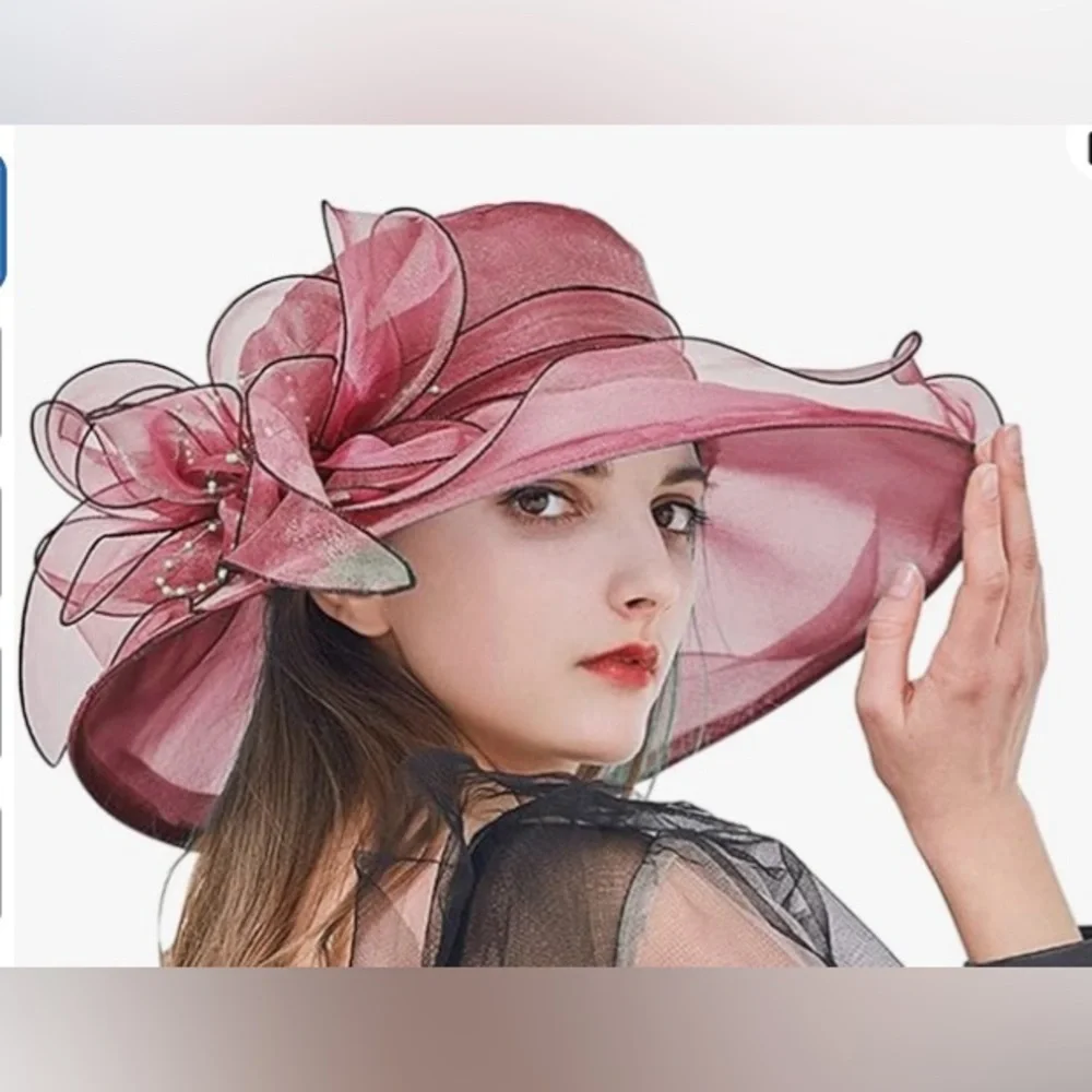 Kentucky derby FASCINATOR Organza Hat in Beige & Black - Picture 6 of 6